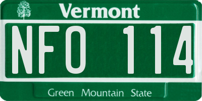 VT license plate NFO114