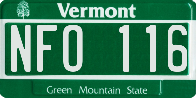 VT license plate NFO116