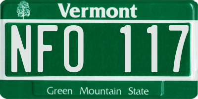 VT license plate NFO117