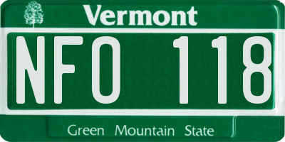 VT license plate NFO118