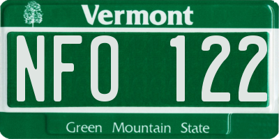 VT license plate NFO122