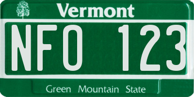 VT license plate NFO123