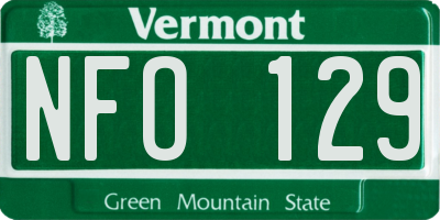 VT license plate NFO129