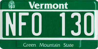 VT license plate NFO130