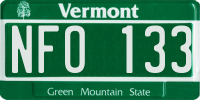 VT license plate NFO133