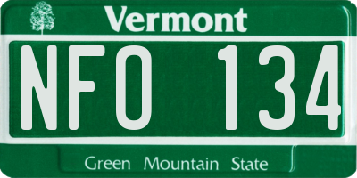 VT license plate NFO134