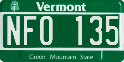 VT license plate NFO135