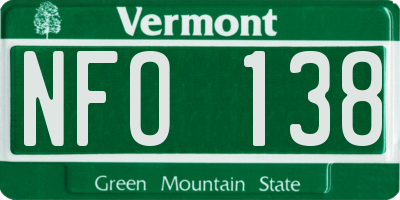 VT license plate NFO138