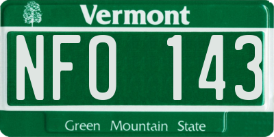 VT license plate NFO143