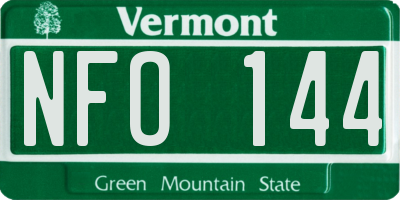 VT license plate NFO144