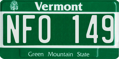 VT license plate NFO149