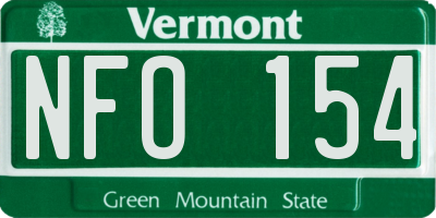 VT license plate NFO154