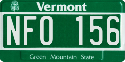 VT license plate NFO156