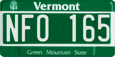 VT license plate NFO165