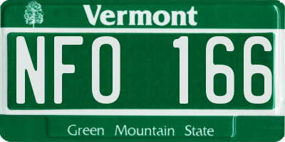 VT license plate NFO166