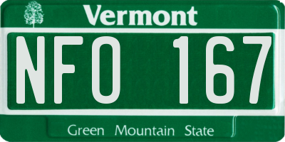 VT license plate NFO167