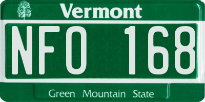 VT license plate NFO168