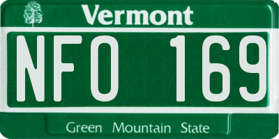 VT license plate NFO169