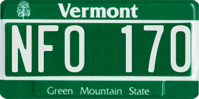 VT license plate NFO170
