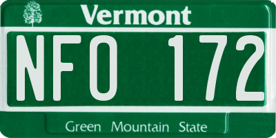 VT license plate NFO172
