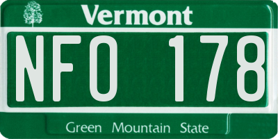 VT license plate NFO178