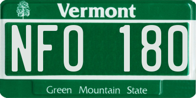 VT license plate NFO180