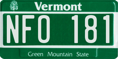 VT license plate NFO181