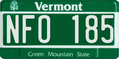 VT license plate NFO185