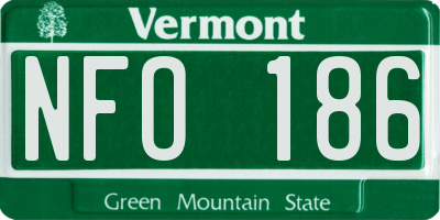 VT license plate NFO186