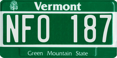 VT license plate NFO187