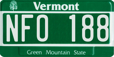 VT license plate NFO188