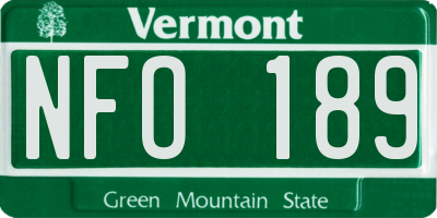VT license plate NFO189
