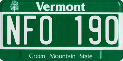 VT license plate NFO190