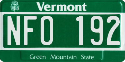 VT license plate NFO192