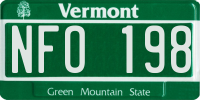 VT license plate NFO198