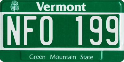 VT license plate NFO199