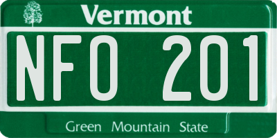 VT license plate NFO201