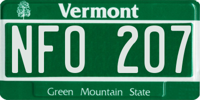VT license plate NFO207