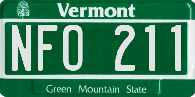 VT license plate NFO211