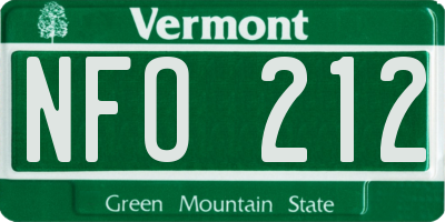 VT license plate NFO212
