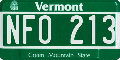 VT license plate NFO213