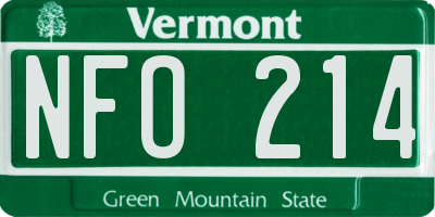 VT license plate NFO214