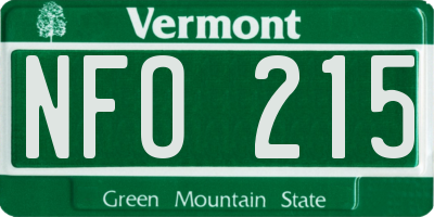 VT license plate NFO215