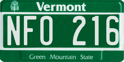 VT license plate NFO216