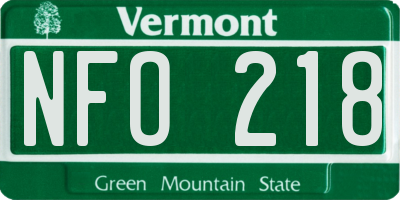 VT license plate NFO218