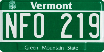 VT license plate NFO219