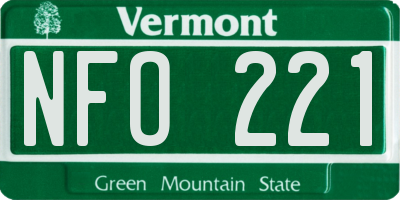 VT license plate NFO221