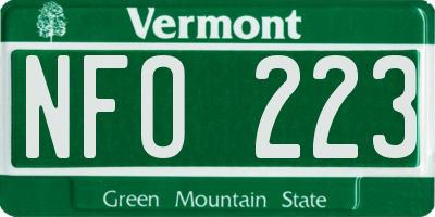VT license plate NFO223
