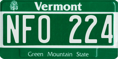 VT license plate NFO224