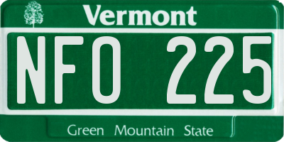 VT license plate NFO225